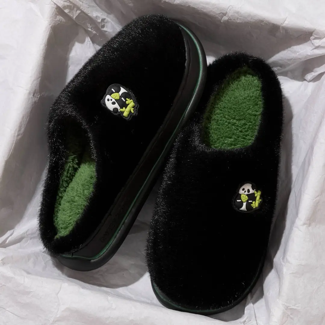 Thick bottom wool plush cotton slippers women's winter indoor home non-slip warm 2024 new couples cotton slippers men