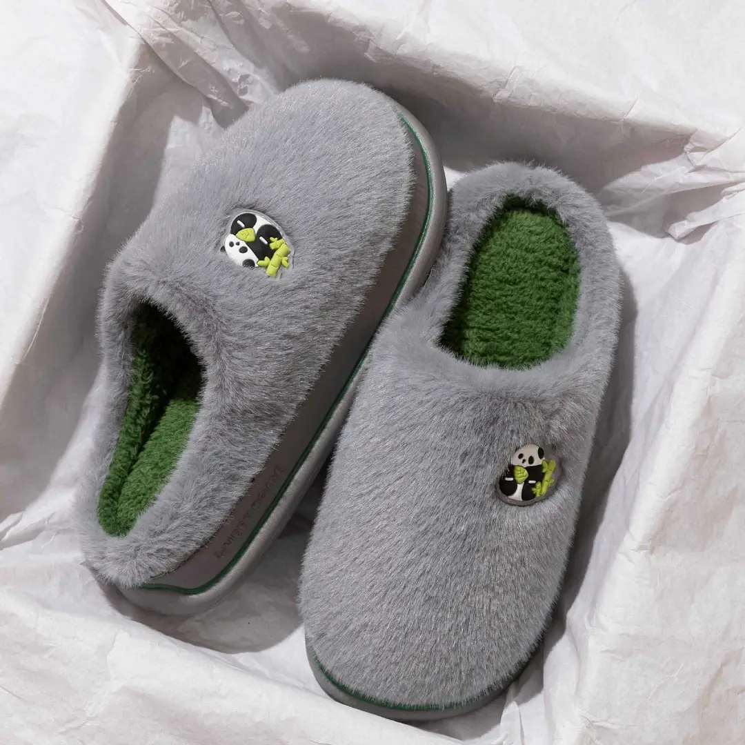 Thick bottom wool plush cotton slippers women's winter indoor home non-slip warm 2024 new couples cotton slippers men