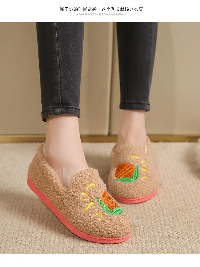 2026 Winter New Style Home Cotton Slippers with Fleece Lining, Thickened Casual Indoor Shoes, Non-Slip Soft Sole, Comfortable Mom Shoes, Cotton Shoes — feature 16