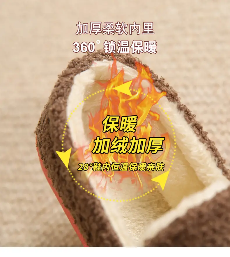 2026 Winter New Style Home Cotton Slippers with Fleece Lining, Thickened Casual Indoor Shoes, Non-Slip Soft Sole, Comfortable Mom Shoes, Cotton Shoes — feature 4