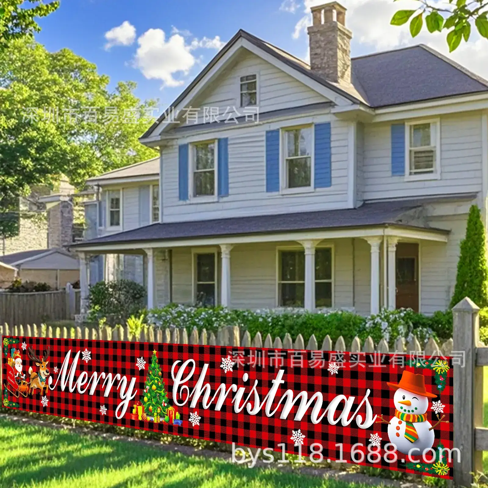 Cross-Border Christmas Banner Cloth Red Plaid 3D Design - Image 7