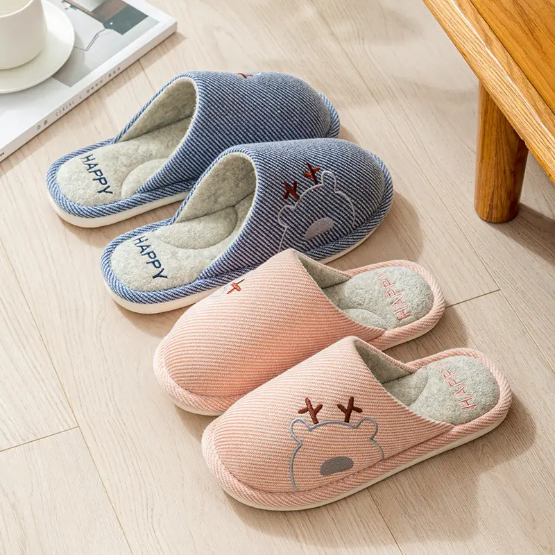 Autumn and Winter Cotton Slippers Men's Household Home Indoor Thick Bottom Men's 2024 New Winter Wool Slippers Women's Cotton Slippers