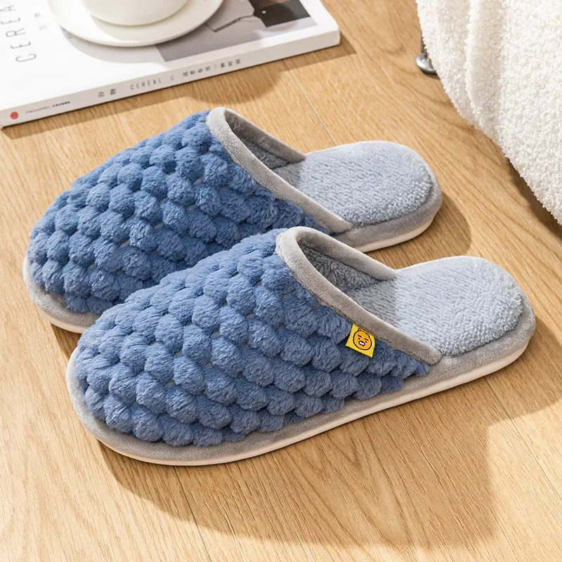 Autumn and Winter Cotton Slippers Men's Household Home Indoor Thick Bottom Men's 2024 New Winter Wool Slippers Women's Cotton Slippers