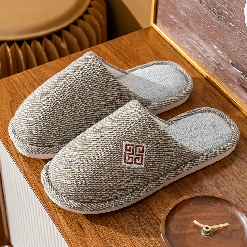 Autumn and Winter Cotton Slippers Men's Household Home Indoor Thick Bottom Men's 2024 New Winter Wool Slippers Women's Cotton Slippers