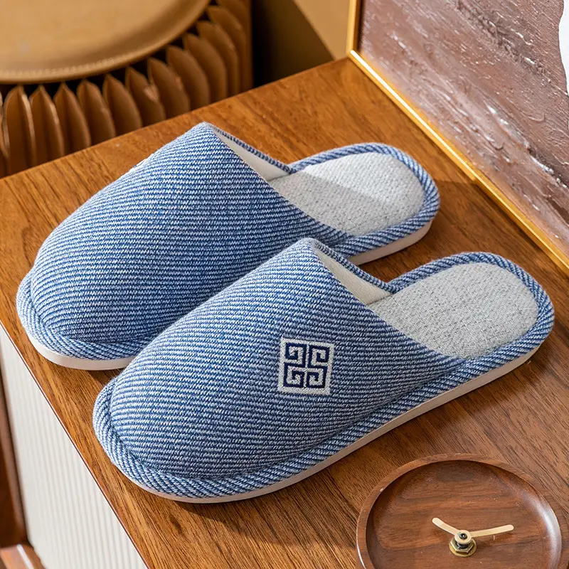 Autumn and Winter Cotton Slippers Men's Household Home Indoor Thick Bottom Men's 2024 New Winter Wool Slippers Women's Cotton Slippers