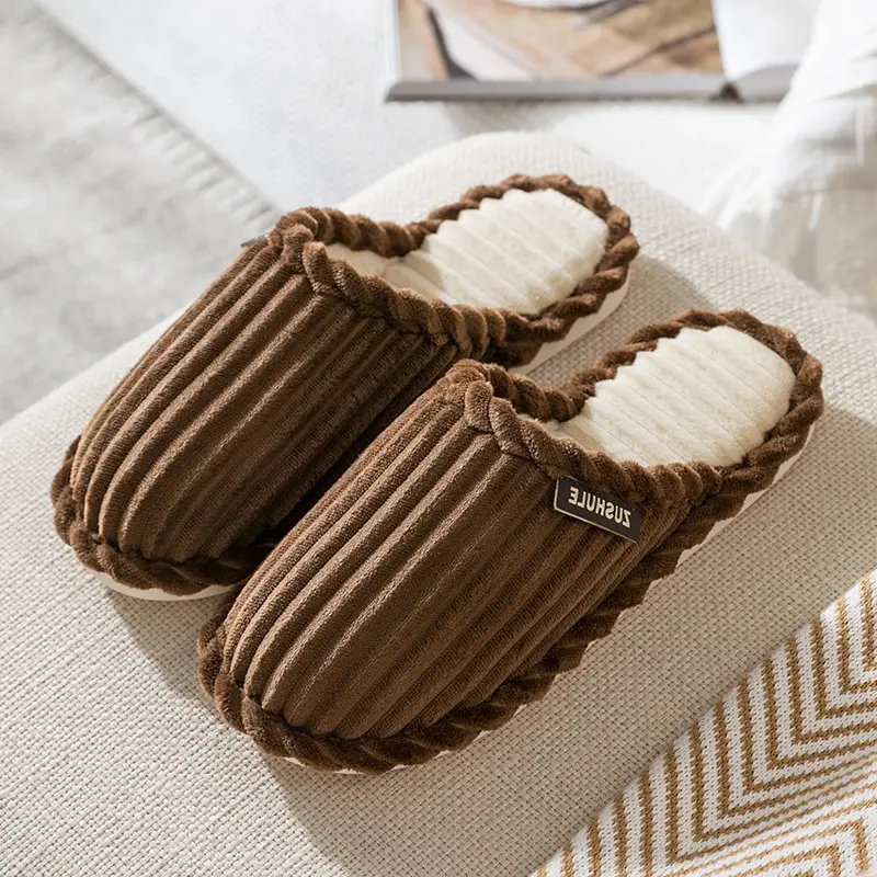 Autumn and Winter Cotton Slippers Men's Household Home Indoor Thick Bottom Men's 2024 New Winter Wool Slippers Women's Cotton Slippers