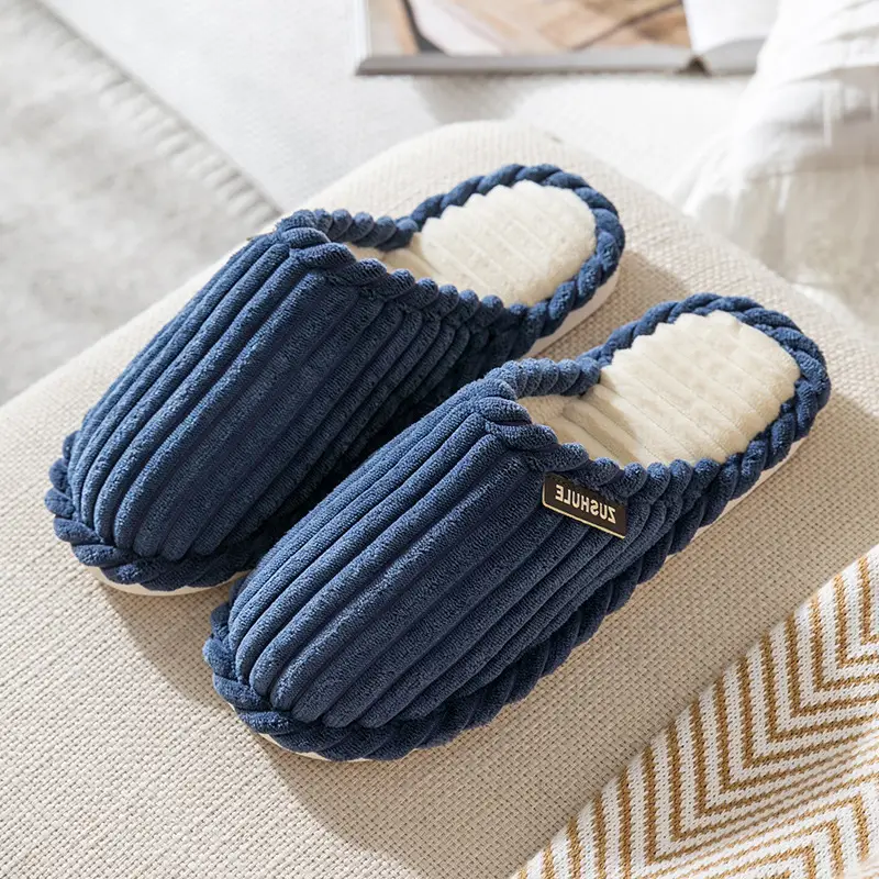Autumn and Winter Cotton Slippers Men's Household Home Indoor Thick Bottom Men's 2024 New Winter Wool Slippers Women's Cotton Slippers