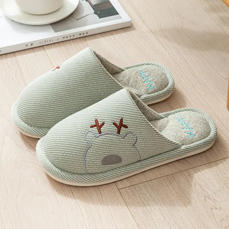 Autumn and Winter Cotton Slippers Men's Household Home Indoor Thick Bottom Men's 2024 New Winter Wool Slippers Women's Cotton Slippers
