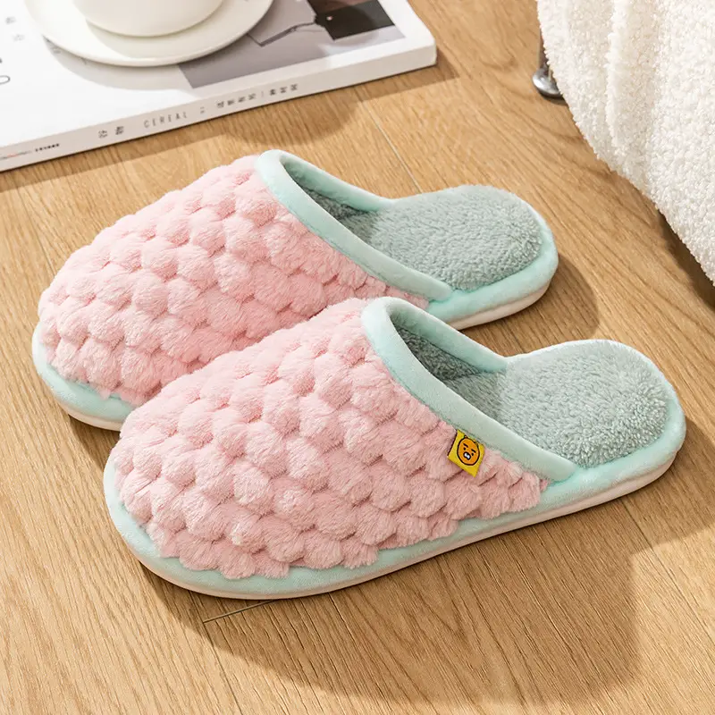 Autumn and Winter Cotton Slippers Men's Household Home Indoor Thick Bottom Men's 2024 New Winter Wool Slippers Women's Cotton Slippers