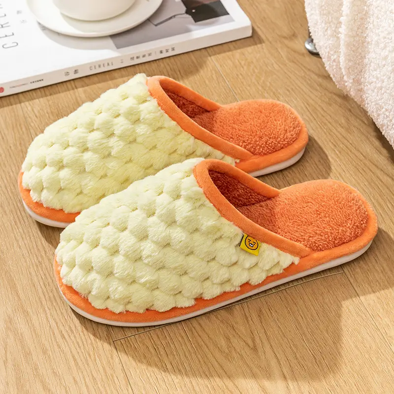 Autumn and Winter Cotton Slippers Men's Household Home Indoor Thick Bottom Men's 2024 New Winter Wool Slippers Women's Cotton Slippers