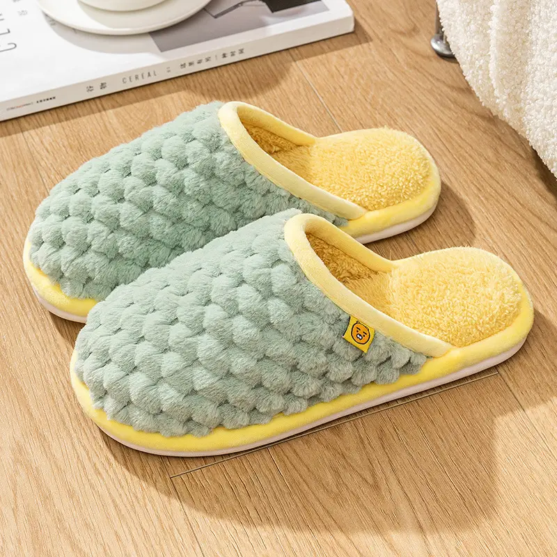 Autumn and Winter Cotton Slippers Men's Household Home Indoor Thick Bottom Men's 2024 New Winter Wool Slippers Women's Cotton Slippers
