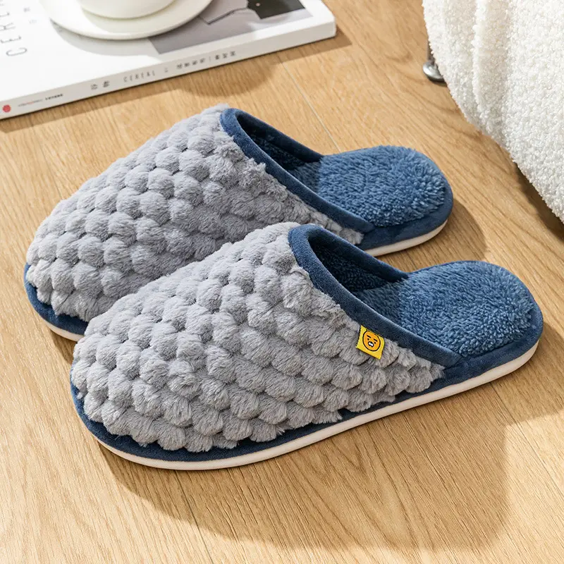 Autumn and Winter Cotton Slippers Men's Household Home Indoor Thick Bottom Men's 2024 New Winter Wool Slippers Women's Cotton Slippers