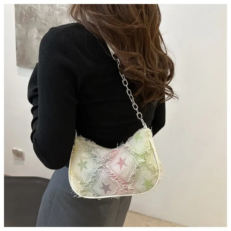 Black Denim Checkerboard Shoulder Bag for Women — feature 10