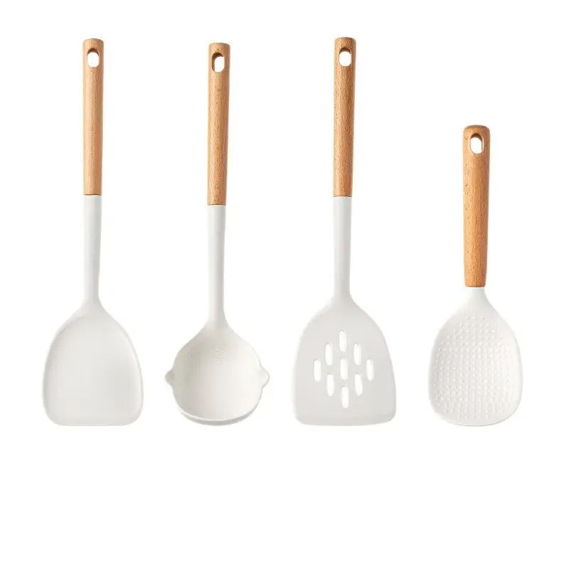 Silicone Spatula, Non-Stick Cooking Spatula, Rice Spoon, Food-Grade Silicone Kitchen Utensil Set, High Temperature Resistant Colander, Soup Spoon