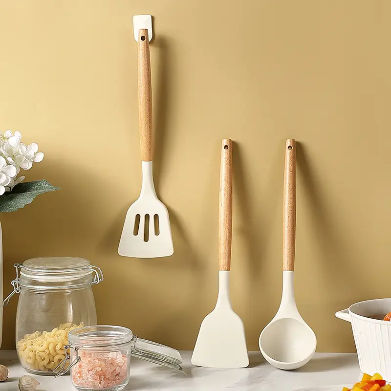 Silicone Spatula, Non-Stick Cooking Spatula, Rice Spoon, Food-Grade Silicone Kitchen Utensil Set, High Temperature Resistant Colander, Soup Spoon