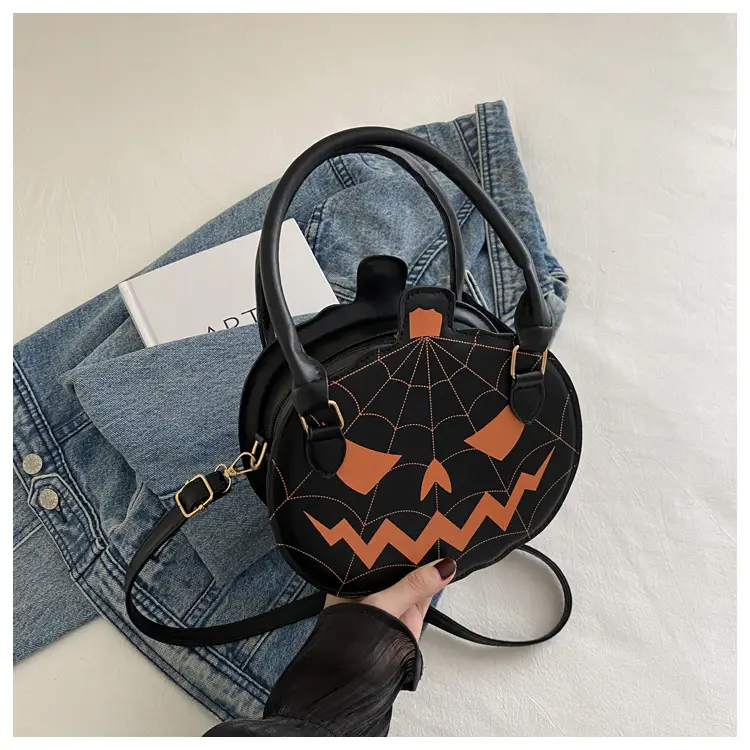 Halloween Pumpkin Shoulder Bag Black Orange Women — feature 12