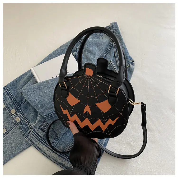 Halloween Pumpkin Shoulder Bag Black Orange Women — feature 13