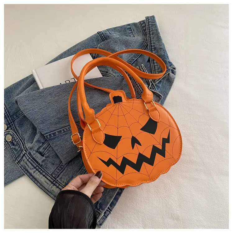 Halloween Pumpkin Shoulder Bag Black Orange Women — feature 14