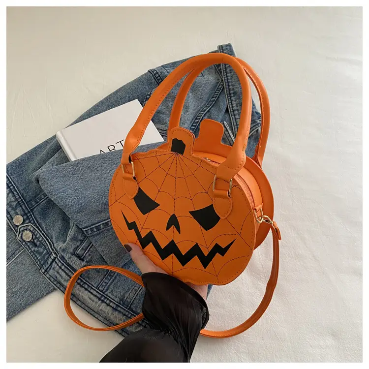 Halloween Pumpkin Shoulder Bag Black Orange Women — feature 17