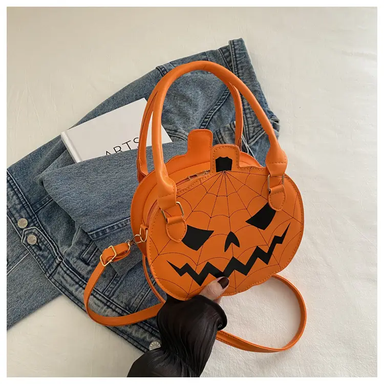 Halloween Pumpkin Shoulder Bag Black Orange Women — feature 18