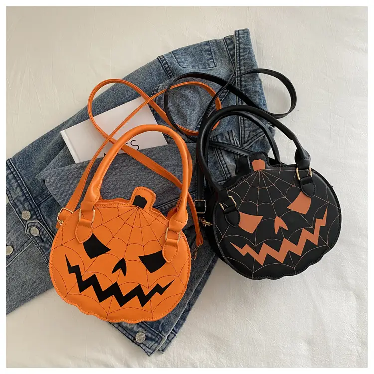 Halloween Pumpkin Shoulder Bag Black Orange Women — feature 24
