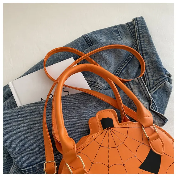 Halloween Pumpkin Shoulder Bag Black Orange Women — feature 25