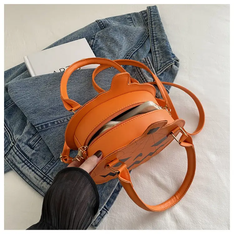 Halloween Pumpkin Shoulder Bag Black Orange Women — feature 32