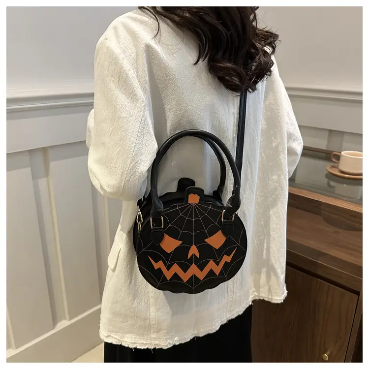 Halloween Pumpkin Shoulder Bag Black Orange Women — feature 39