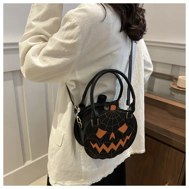 Halloween Pumpkin Shoulder Bag Black Orange Women — feature 40
