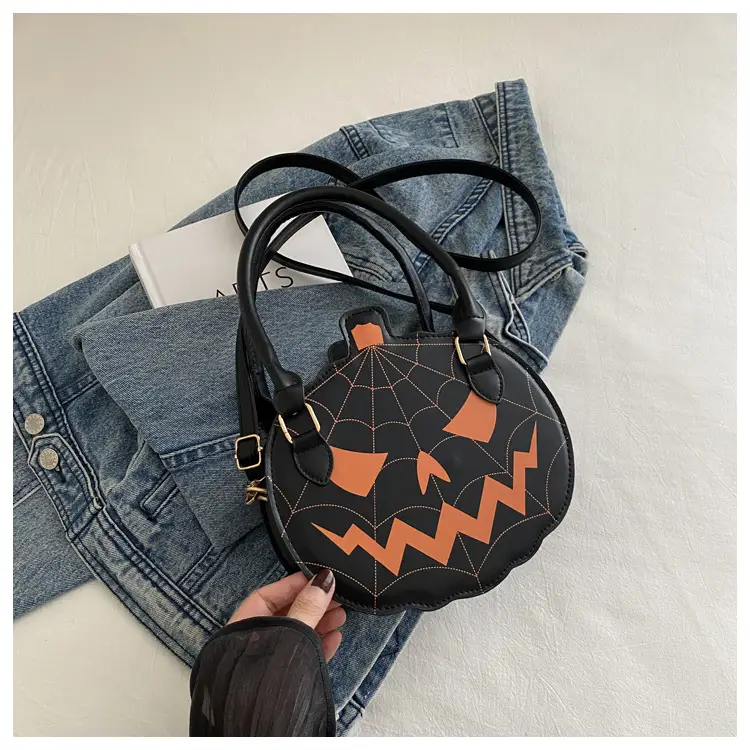 Halloween Pumpkin Shoulder Bag Black Orange Women — feature 9