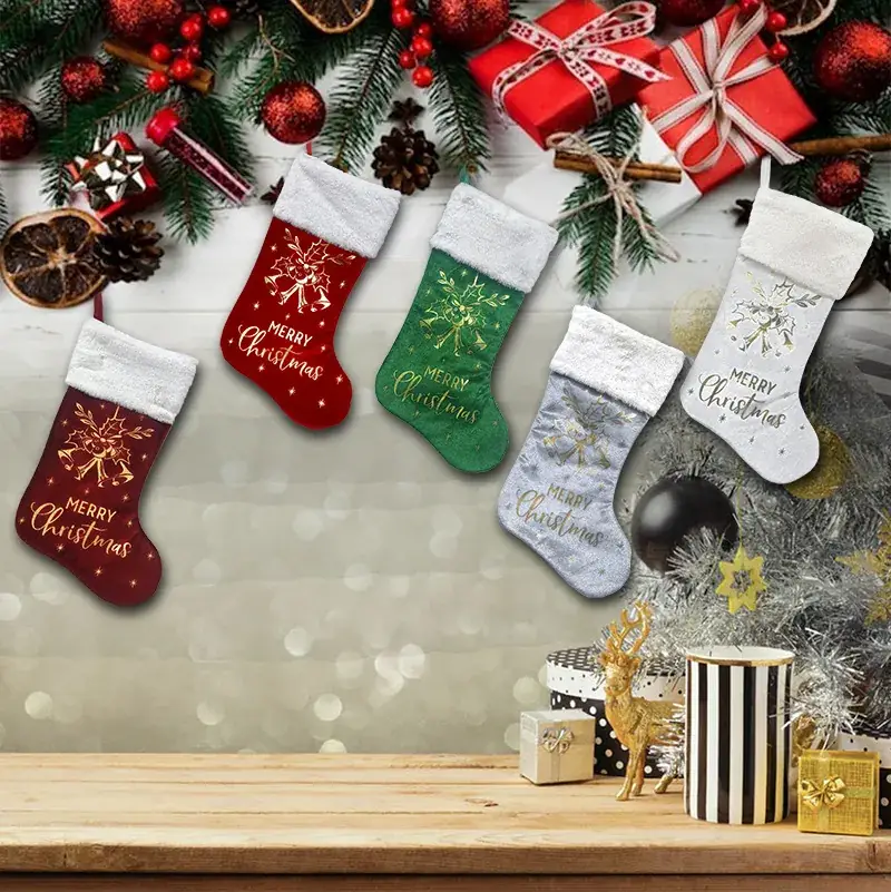 New White Christmas Stockings with Merry Christmas Design - Image 8