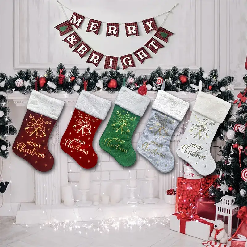 New White Christmas Stockings with Merry Christmas Design - Image 9