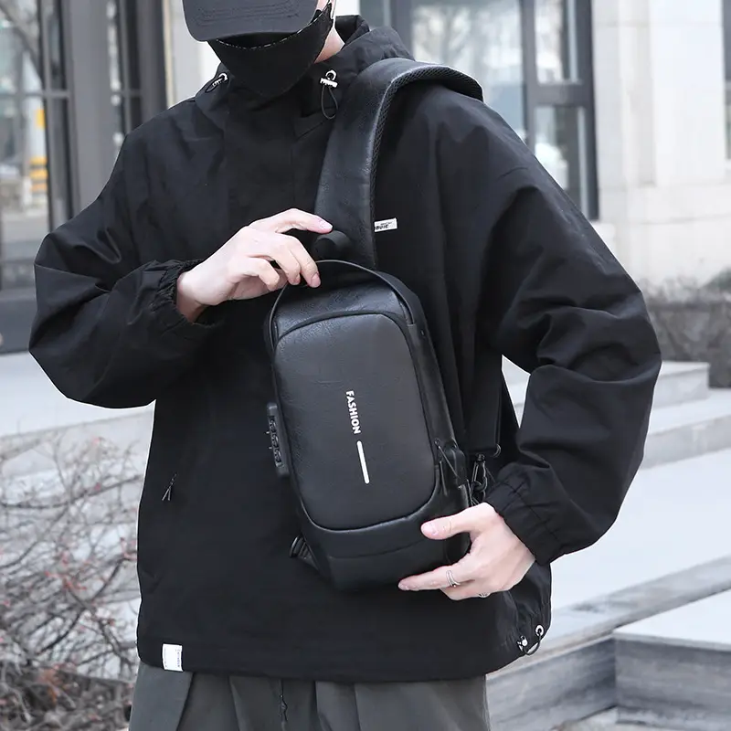 Trendy Leather Crossbody Bag with Password Lock & Anti-Theft