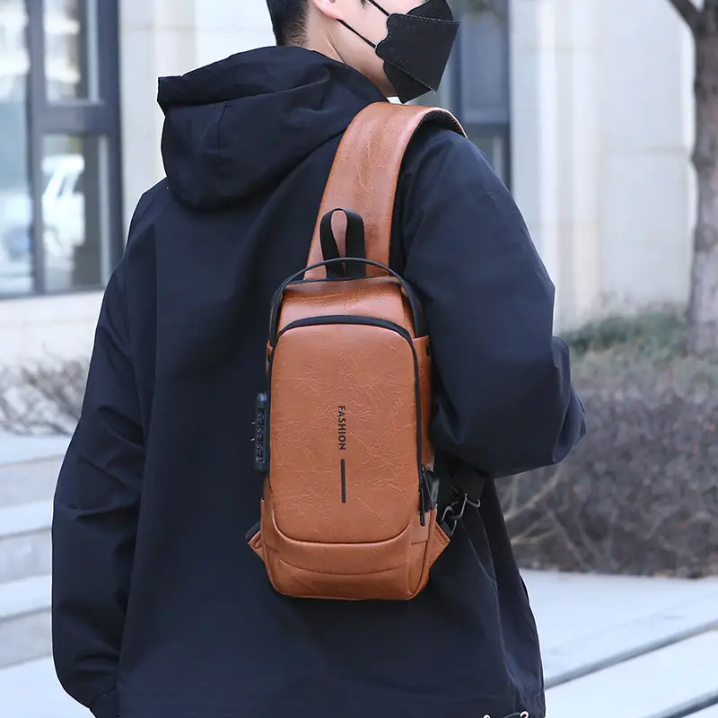 Trendy Leather Crossbody Bag with Password Lock & Anti-Theft