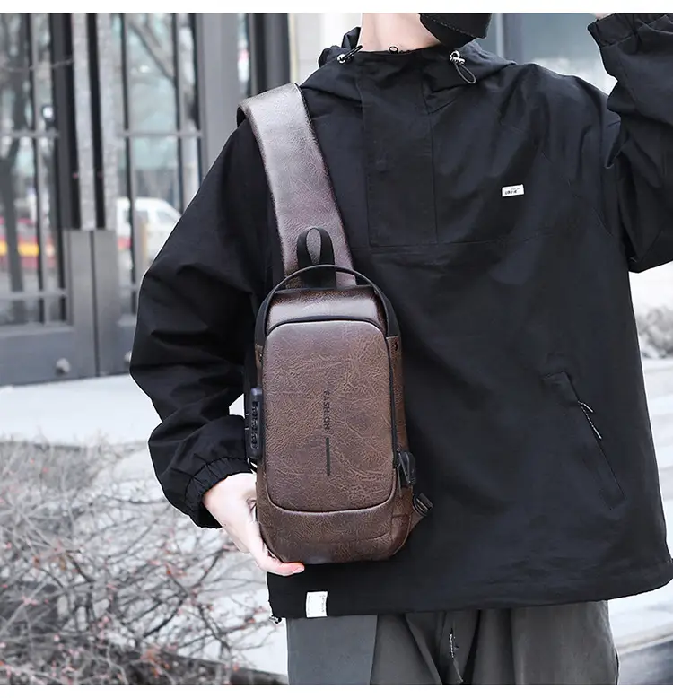 Trendy Leather Crossbody Bag with Password Lock & Anti-Theft — feature 17