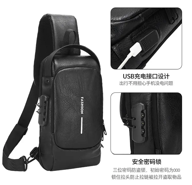 Trendy Leather Crossbody Bag with Password Lock & Anti-Theft — feature 8