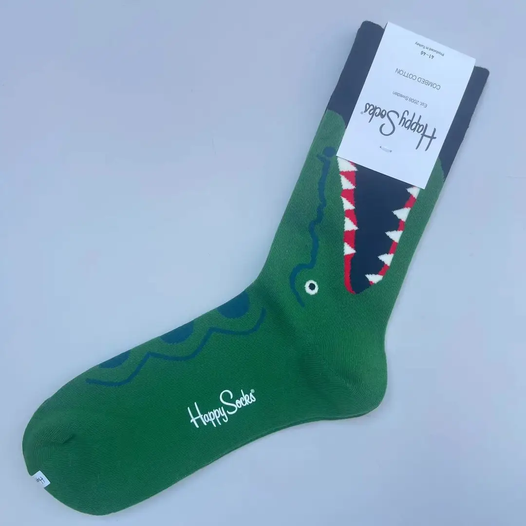 New Happysocks Men's Socks Trendy Brand Socks Colorfulful Jacquard Popular Versatile Cotton Socks Mid-Calf Socks Ins Trendy Socks