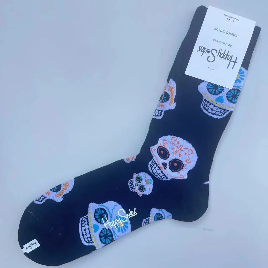 New Happysocks Men's Socks Trendy Brand Socks Colorfulful Jacquard Popular Versatile Cotton Socks Mid-Calf Socks Ins Trendy Socks