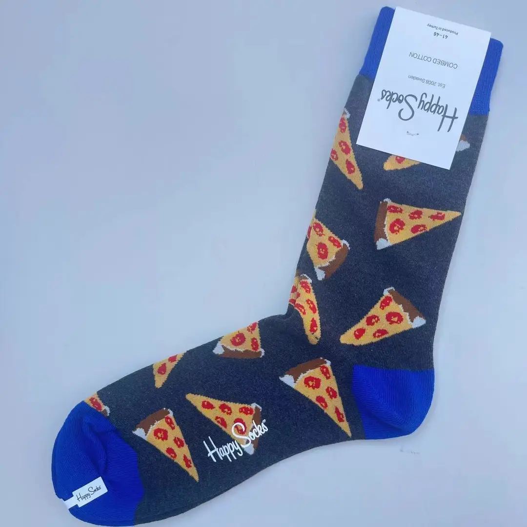 New Happysocks Men's Socks Trendy Brand Socks Colorfulful Jacquard Popular Versatile Cotton Socks Mid-Calf Socks Ins Trendy Socks