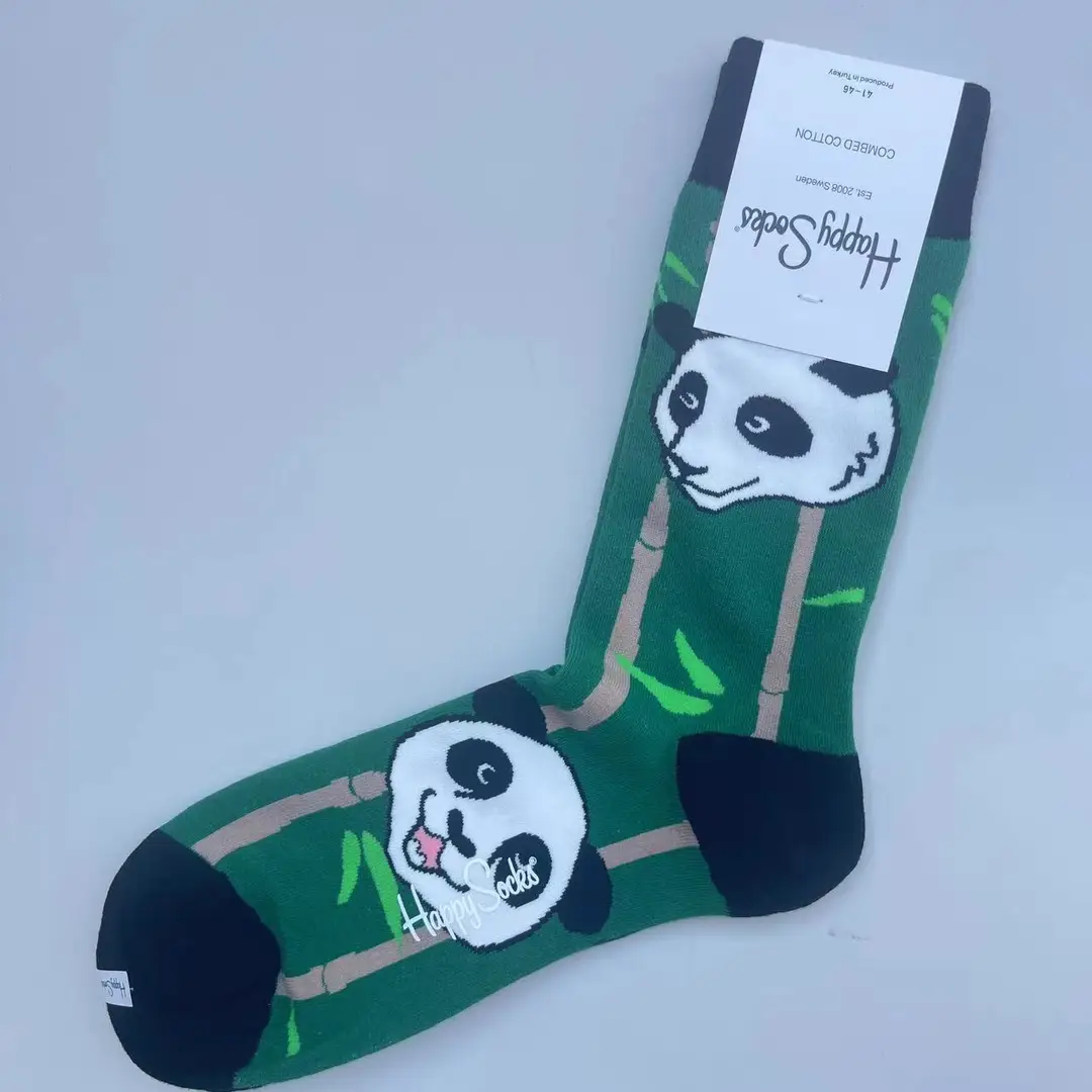New Happysocks Men's Socks Trendy Brand Socks Colorfulful Jacquard Popular Versatile Cotton Socks Mid-Calf Socks Ins Trendy Socks