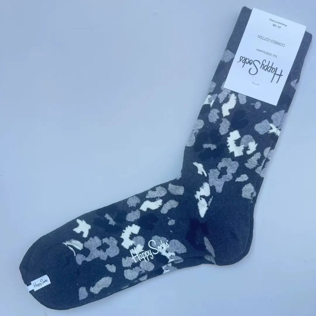 New Happysocks Men's Socks Trendy Brand Socks Colorfulful Jacquard Popular Versatile Cotton Socks Mid-Calf Socks Ins Trendy Socks