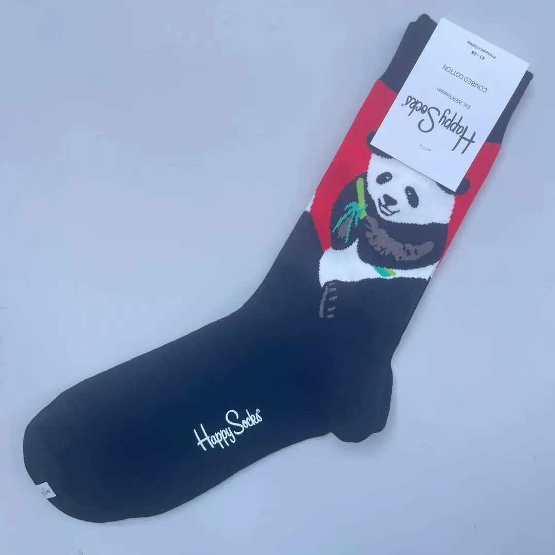 New Happysocks Men's Socks Trendy Brand Socks Colorfulful Jacquard Popular Versatile Cotton Socks Mid-Calf Socks Ins Trendy Socks