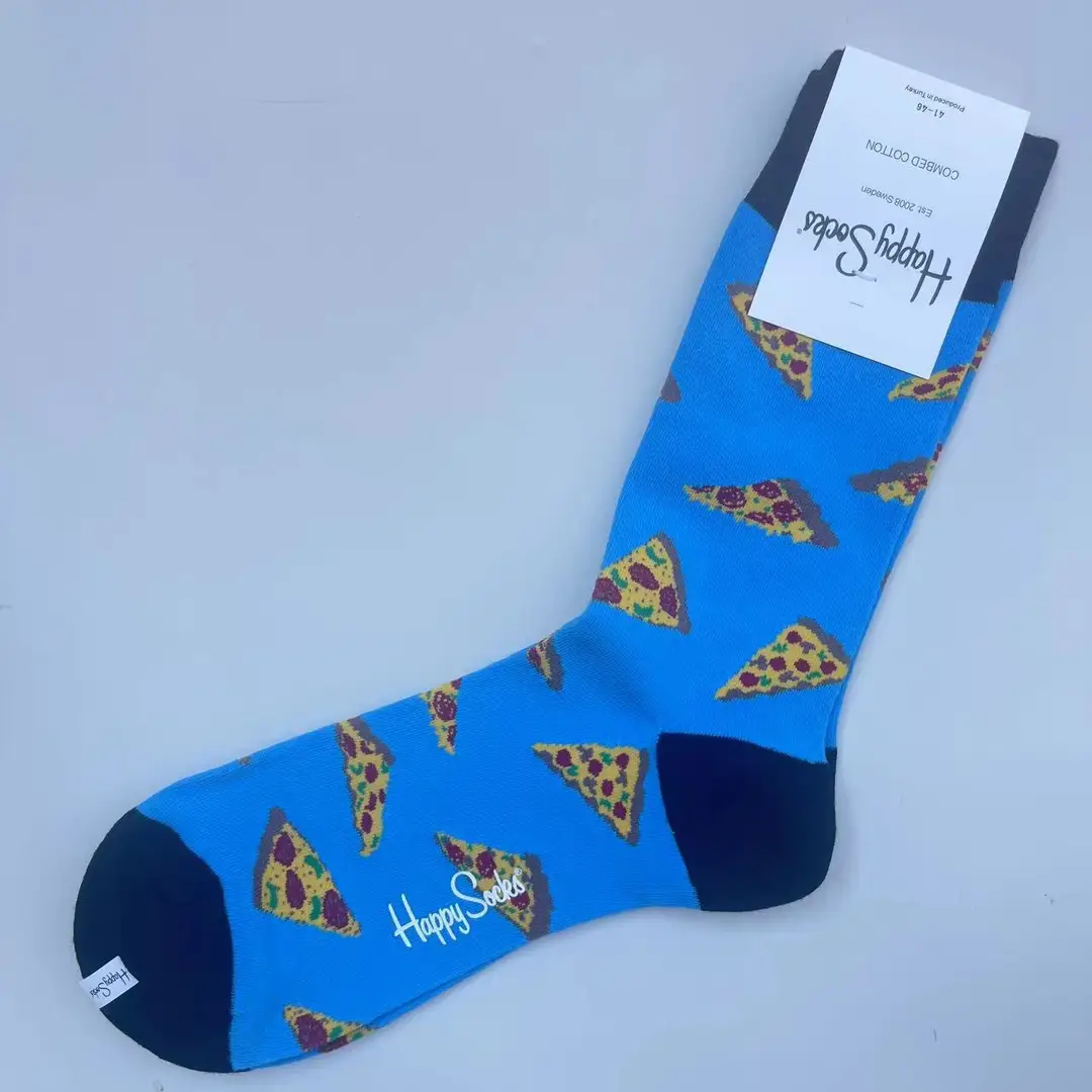 New Happysocks Men's Socks Trendy Brand Socks Colorfulful Jacquard Popular Versatile Cotton Socks Mid-Calf Socks Ins Trendy Socks