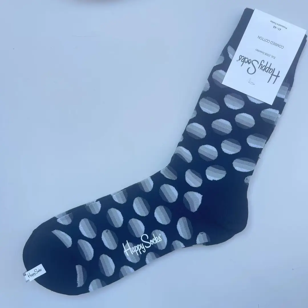 New Happysocks Men's Socks Trendy Brand Socks Colorfulful Jacquard Popular Versatile Cotton Socks Mid-Calf Socks Ins Trendy Socks