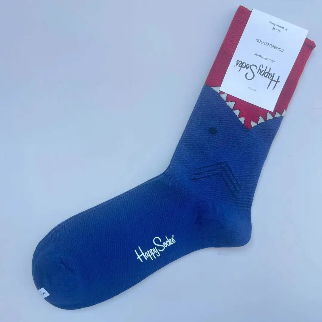 New Happysocks Men's Socks Trendy Brand Socks Colorfulful Jacquard Popular Versatile Cotton Socks Mid-Calf Socks Ins Trendy Socks