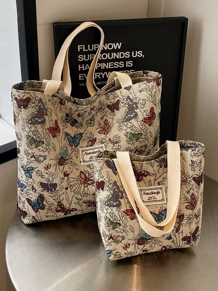 Large Capacity Butterfly Canvas Tote Bag Women - Image 6