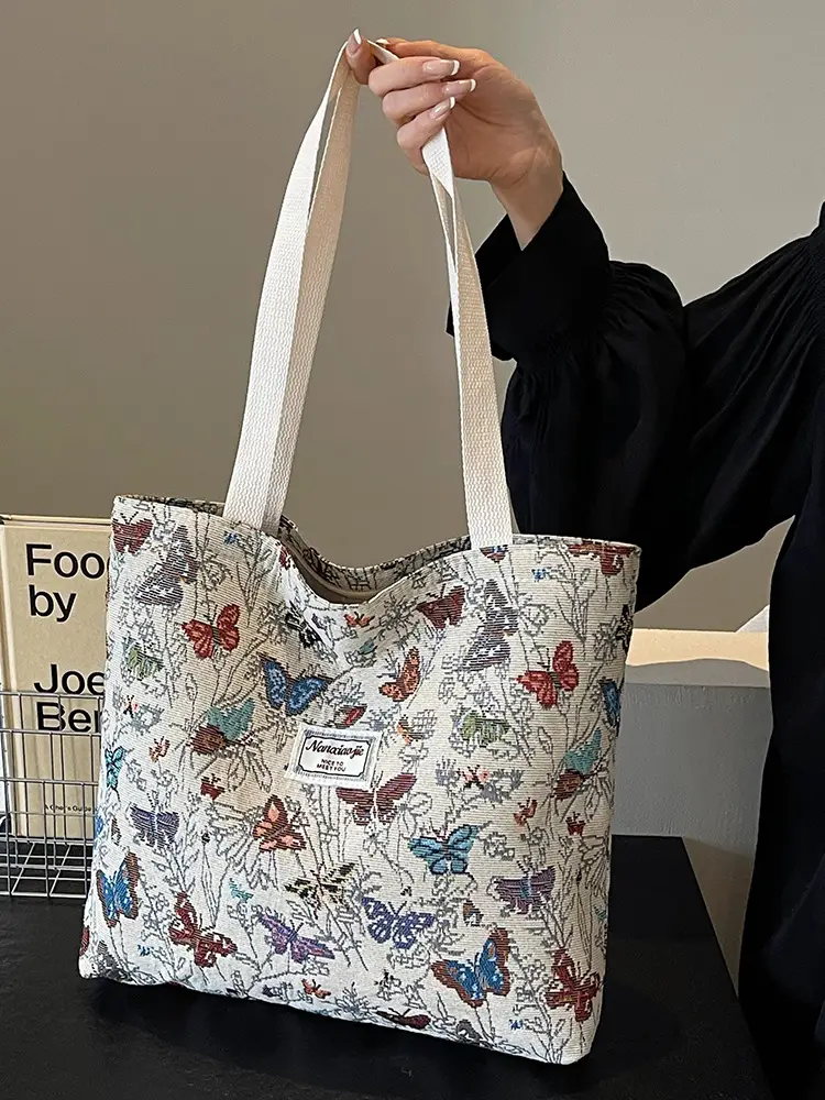 Large Capacity Butterfly Canvas Tote Bag Women - Image 8