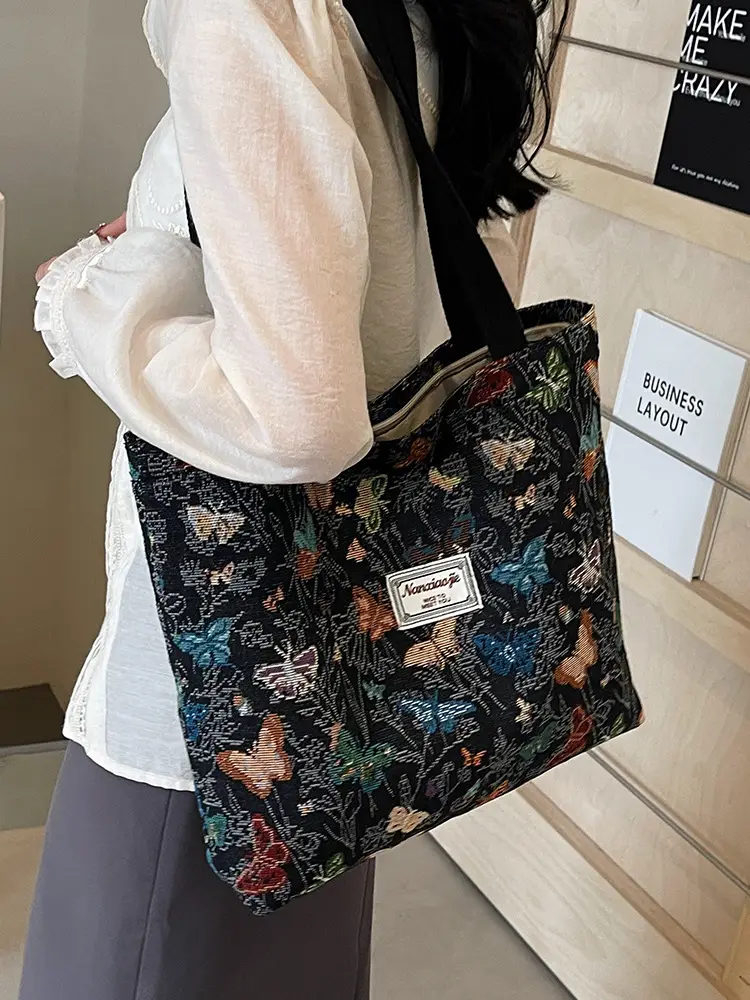 Large Capacity Butterfly Canvas Tote Bag Women - Image 9