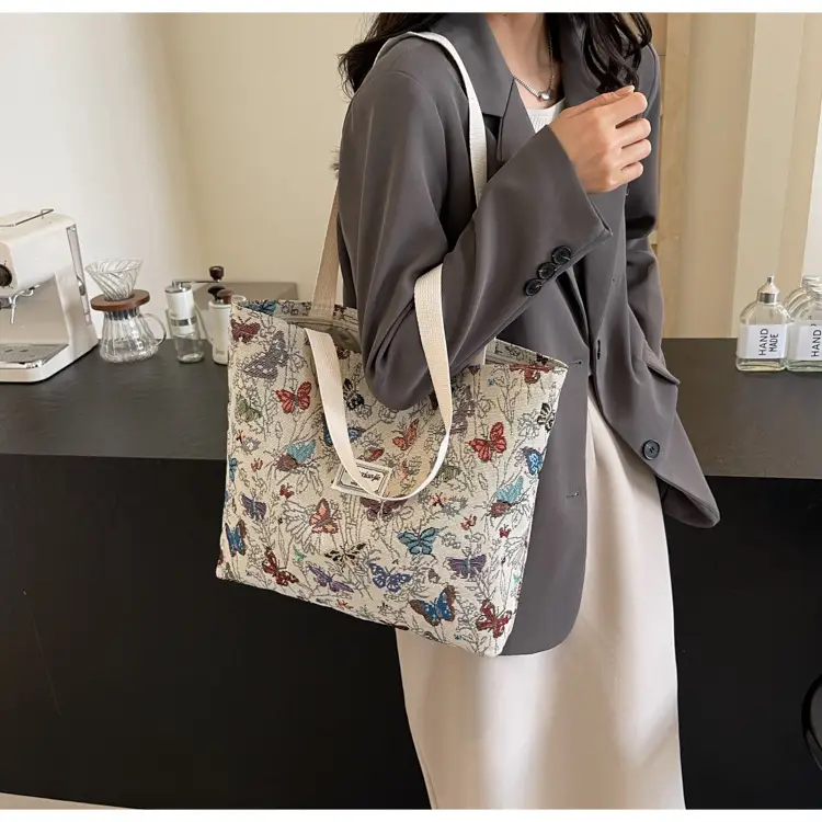 Large Capacity Butterfly Canvas Tote Bag Women — feature 15