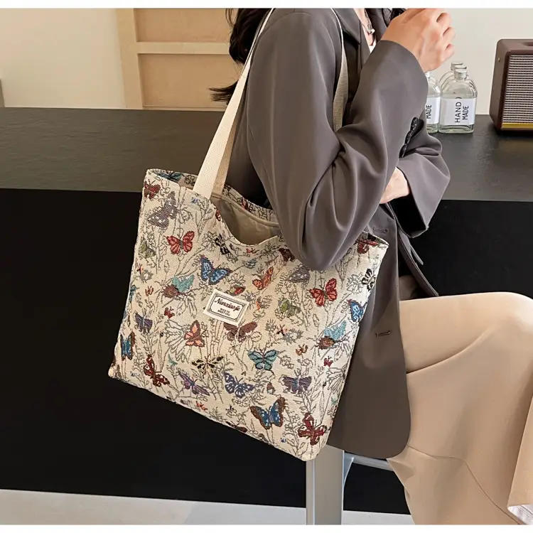 Large Capacity Butterfly Canvas Tote Bag Women — feature 17